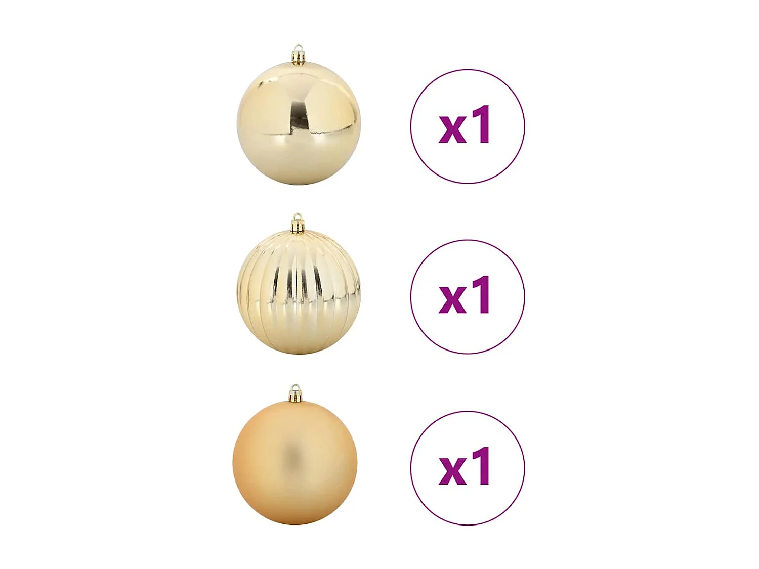 Ensemble de Boules de Noël 3 pcs Doré