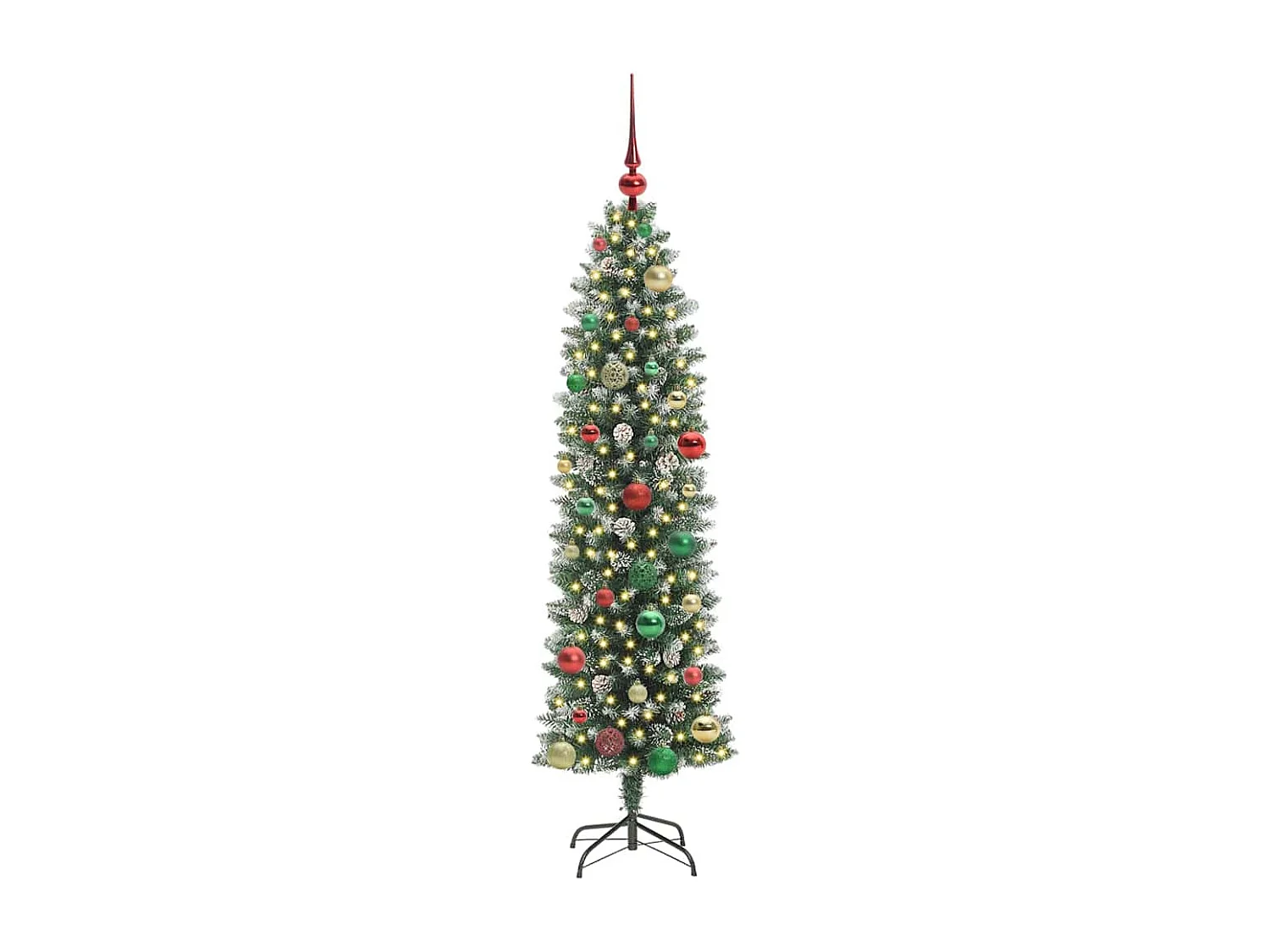 Arbre de Noël artificiel slim avec 150 LED Vert et blanc 150 cm