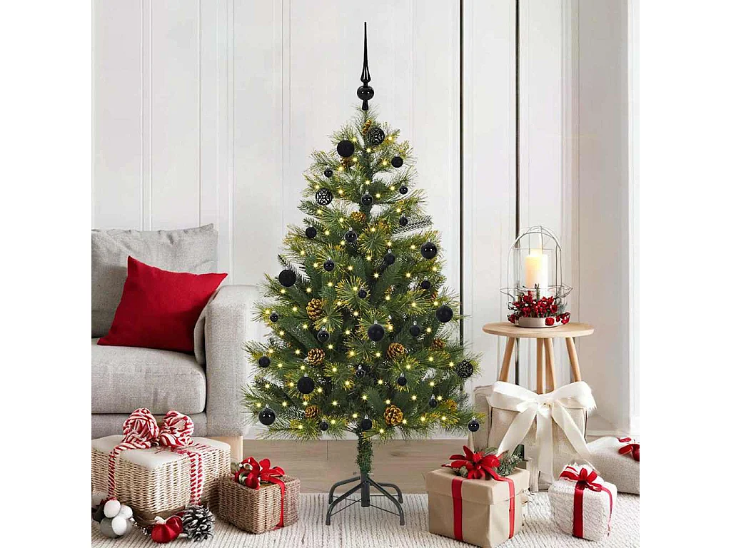 Albero di Natale artificiale con rami flessibili e pigne 150 cm