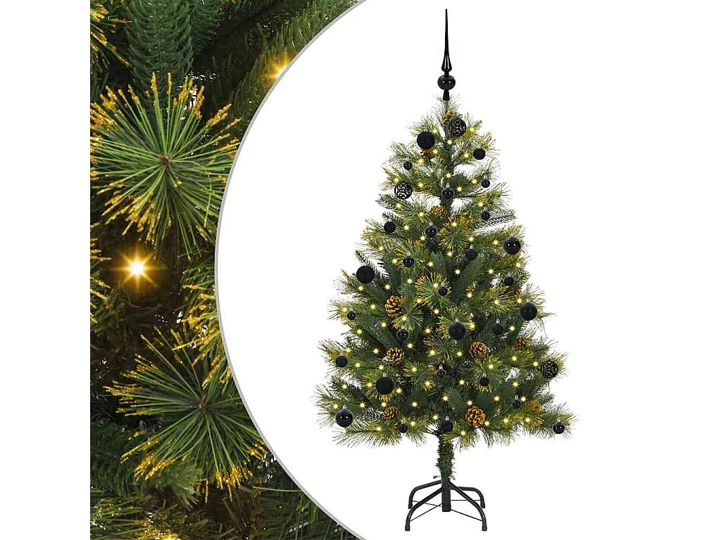 Albero di Natale artificiale con rami flessibili e pigne 150 cm