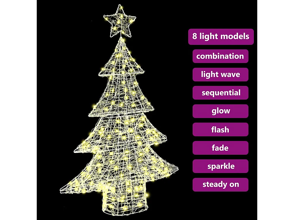 Sapin de Noël avec 100 LED Blanc chaud 120 cm Acrylique