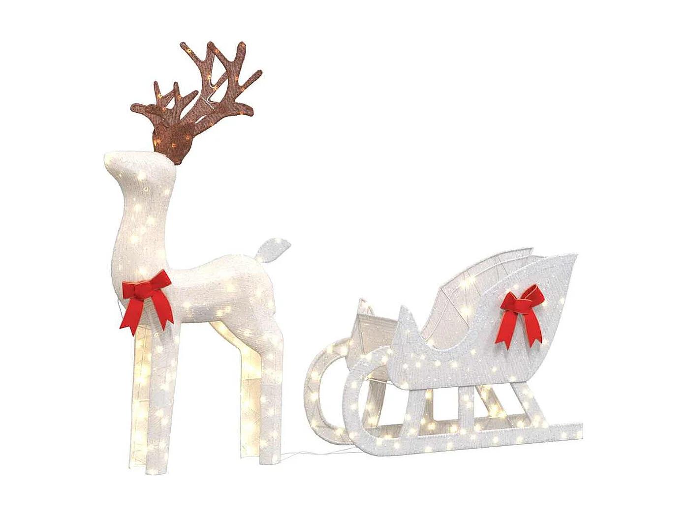 Kerstdecoratie rendier en slee 100 LED koud wit