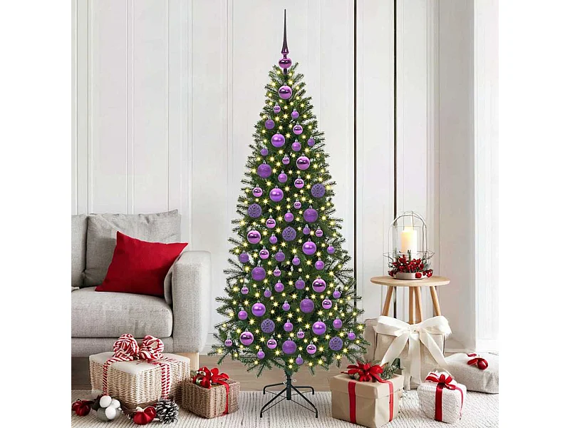 Ensemble de Boules de Noël avec 300 LED 120 pcs Lilas Plastique
