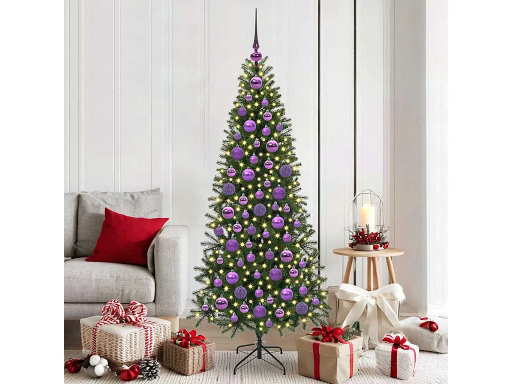 Ensemble de Boules de Noël avec 300 LED 120 pcs Lilas Plastique