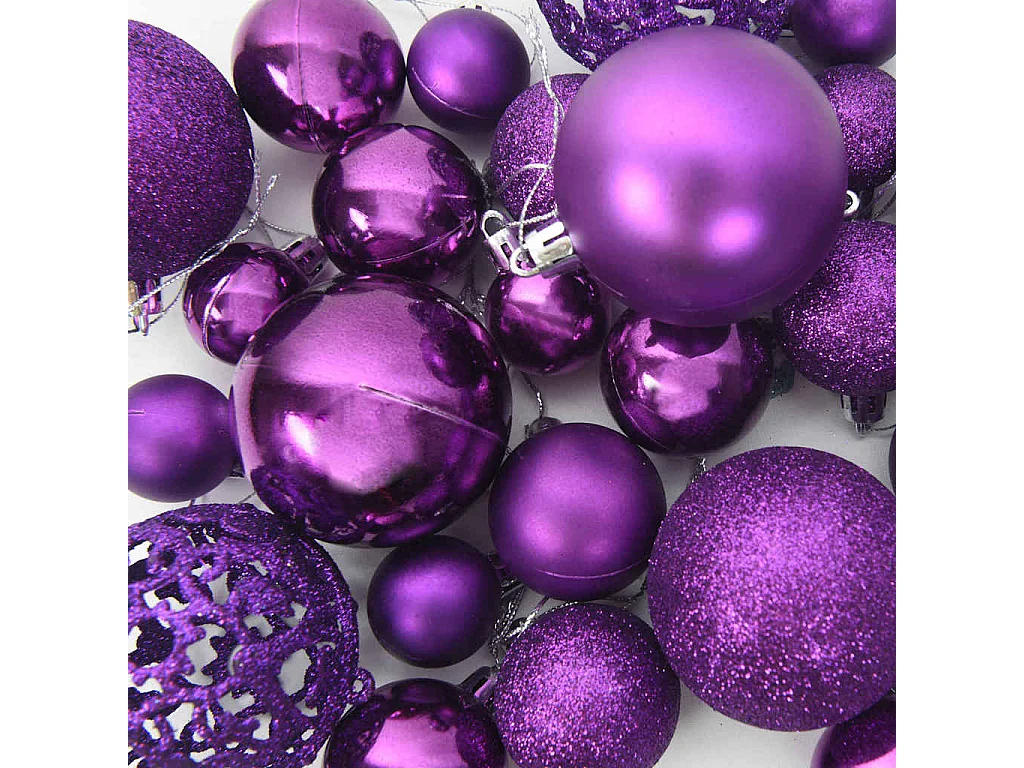 Set di palline di Natale con 300 LED, 120 pezzi, in plastica lilla
