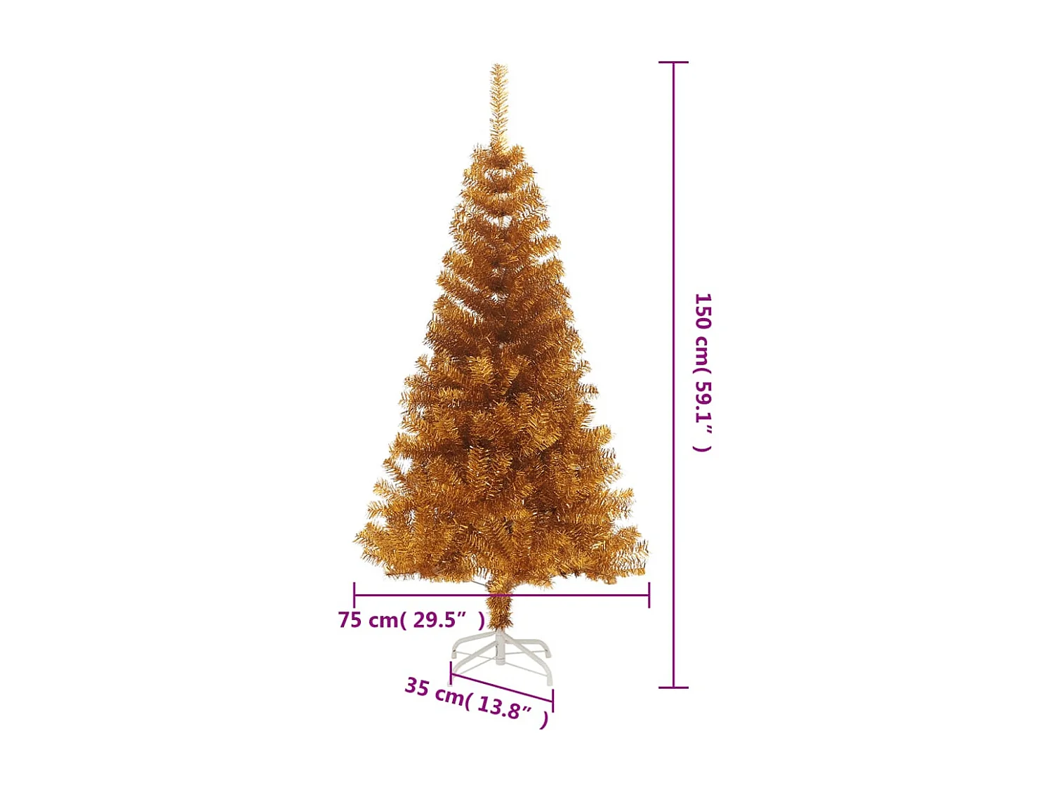 Sapin de Noël artificiel avec support Doré 150 cm PET