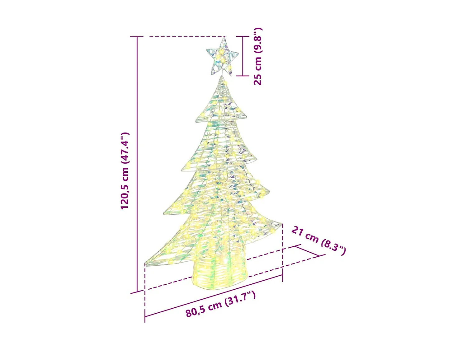 Sapin de Noël avec 120 LED Blanc chaud 120 cm PET