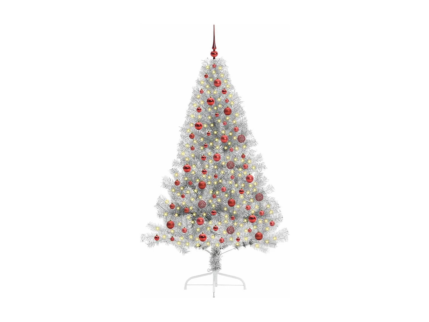 Beleuchteter künstlicher Weihnachtsbaum Silber 180cm PET