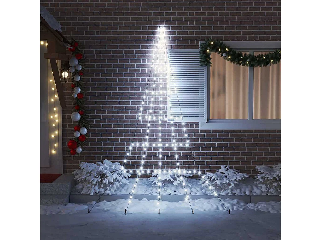LED Weihnachtsbaum mit Erdspießen Kaltweiß 300 cm Metall