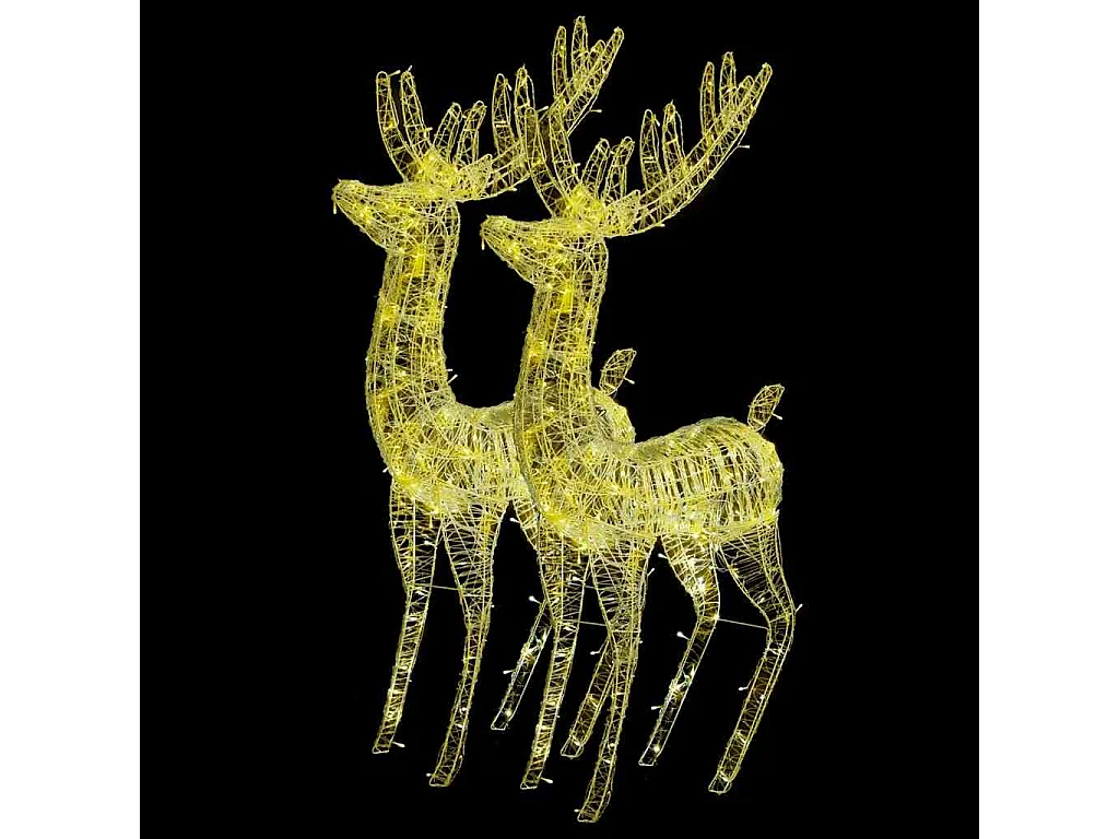 Rennes de Noël XXL Acrylique 250 LED 2 pcs 180 cm Blanc chaud