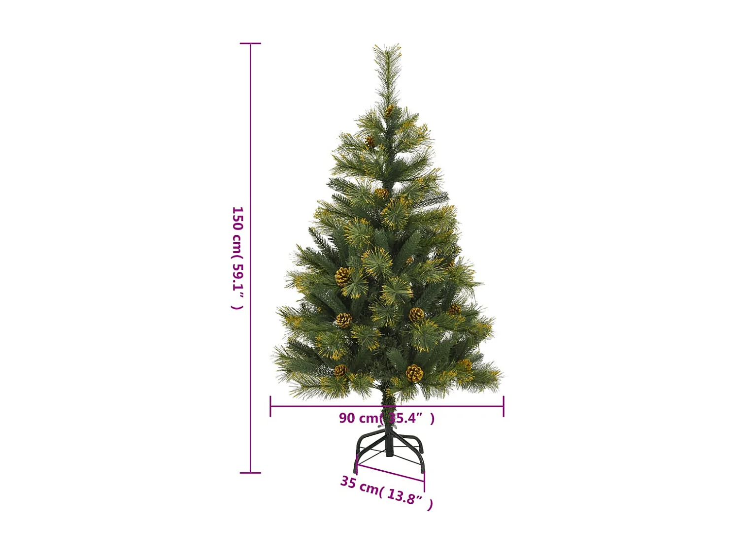 Sapin de Noël artificiel articulé avec pommes de pin 150 cm