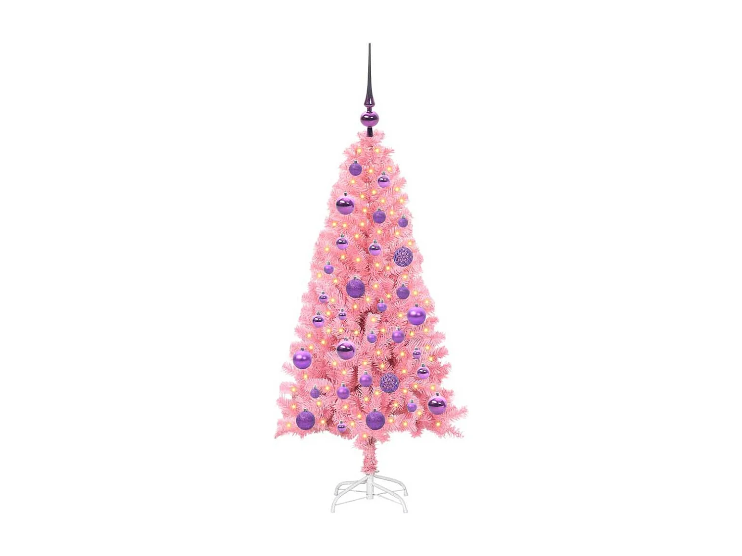 Sapin de Noël avec 150 LED avec support Rose 120 cm PVC