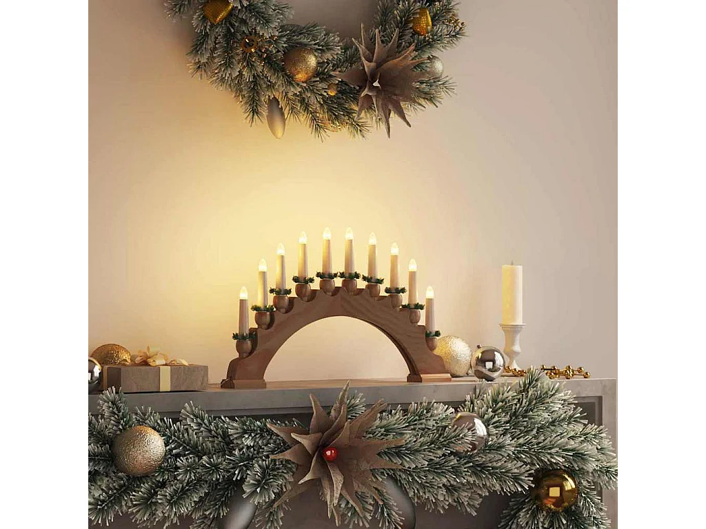 Arche de Bougies de Noël avec 10 Bougies LED Marron