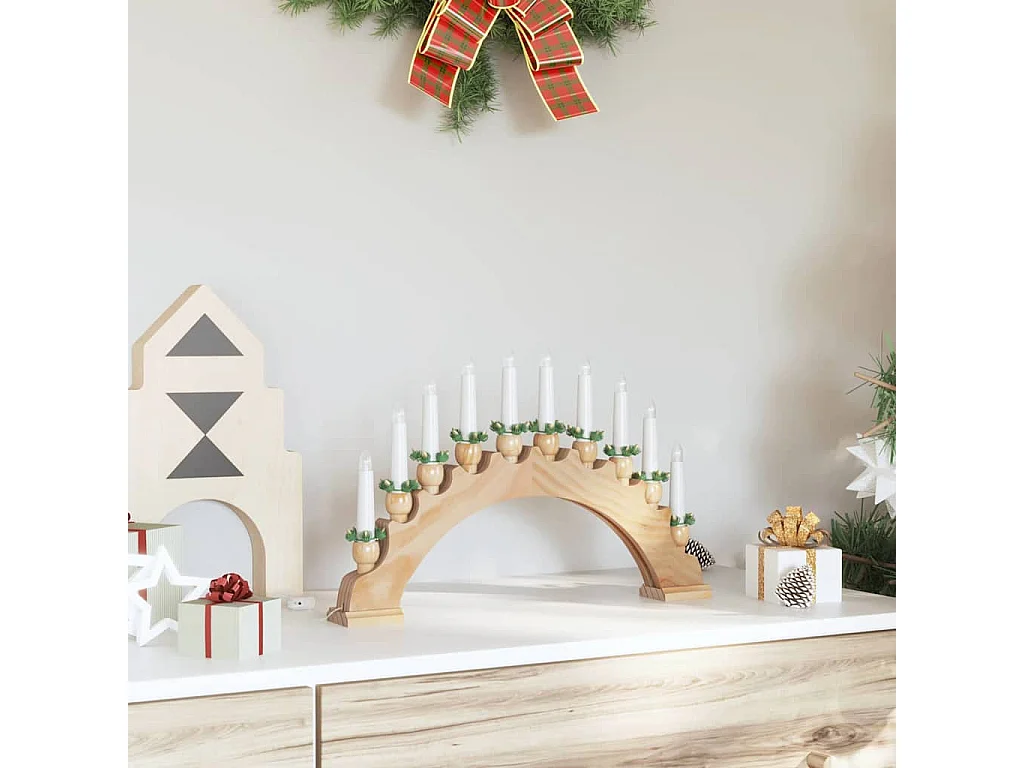 Arche de Bougies de Noël avec 10 Bougies LED Marron