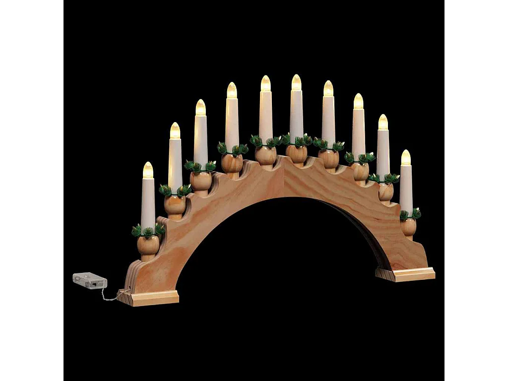 Kerstkaarsenboog met 10 bruine LED-kaarsen