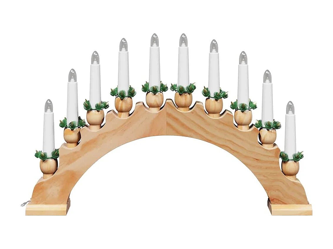 Kerstkaarsenboog met 10 bruine LED-kaarsen