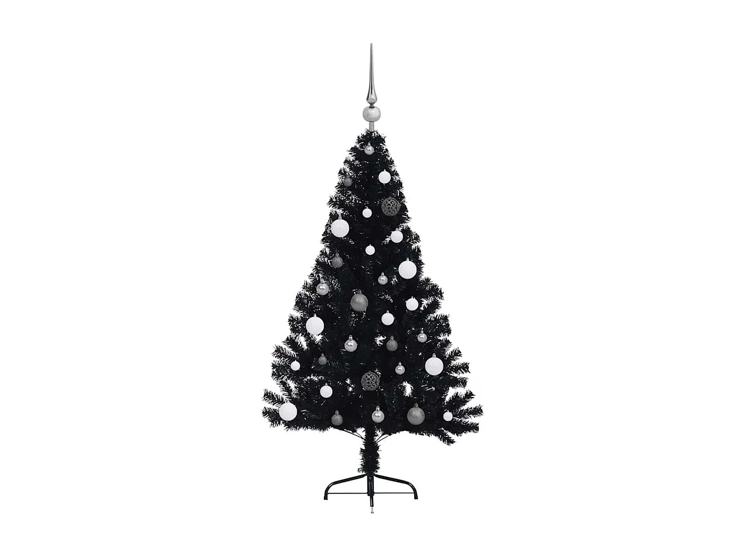 Voorverlichte kunstkerstboom zwart 150cm PVC