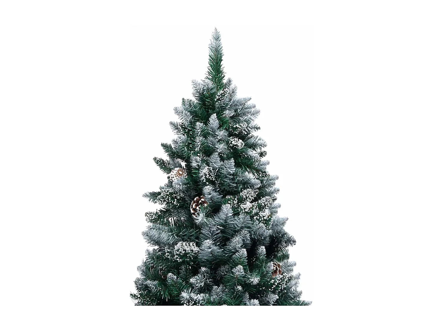 Beleuchteter künstlicher Weihnachtsbaum mit Tannenzapfen und Kugeln 210cm