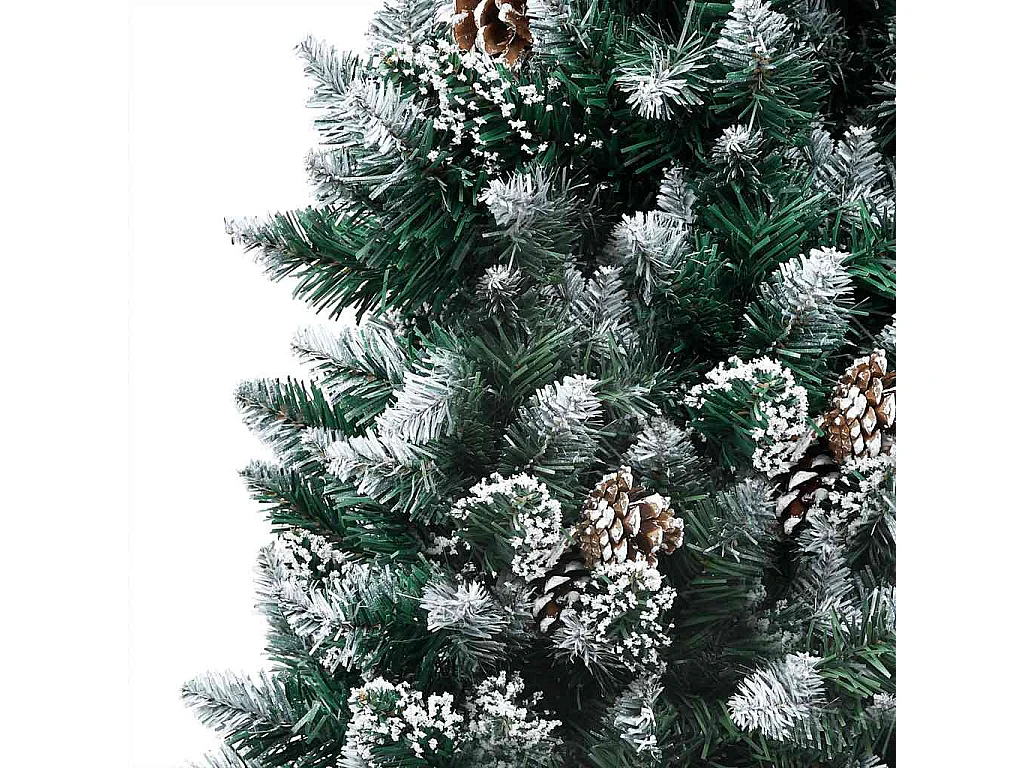 Beleuchteter künstlicher Weihnachtsbaum mit Tannenzapfen und Kugeln 210cm