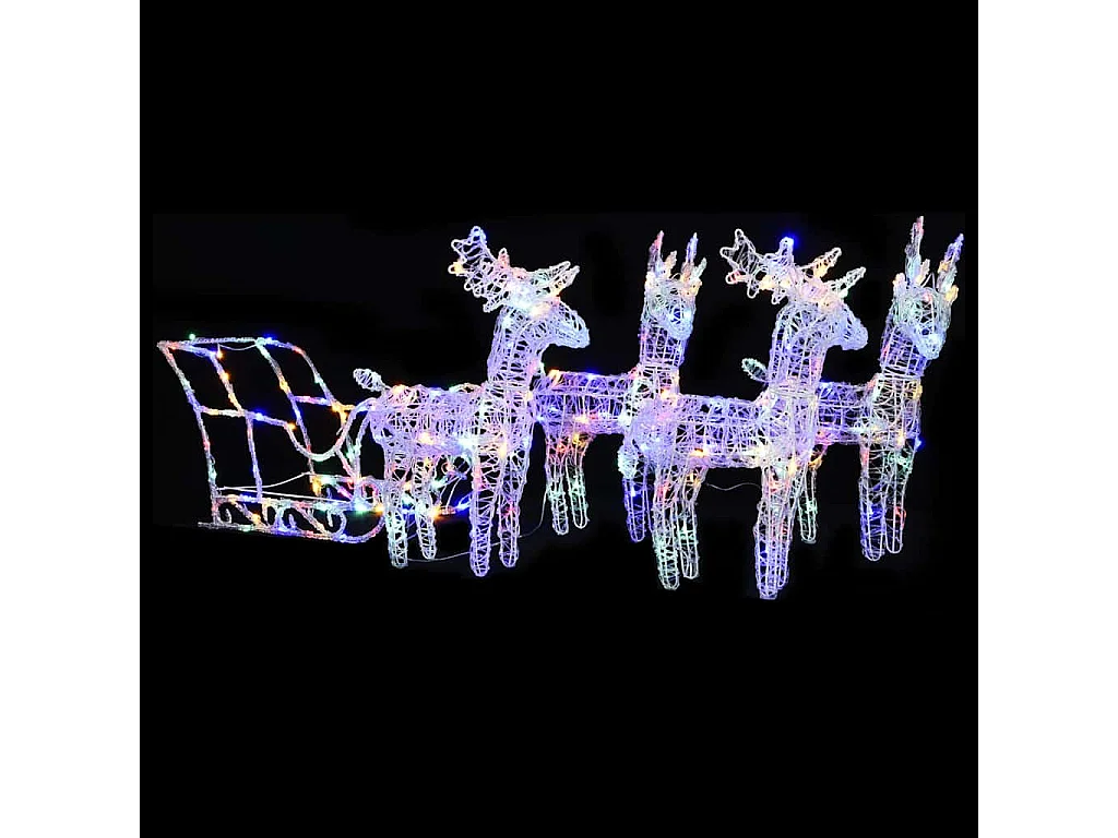 Décoration de Noël Rennes et traîneau 280x28x55 cm Acrylique