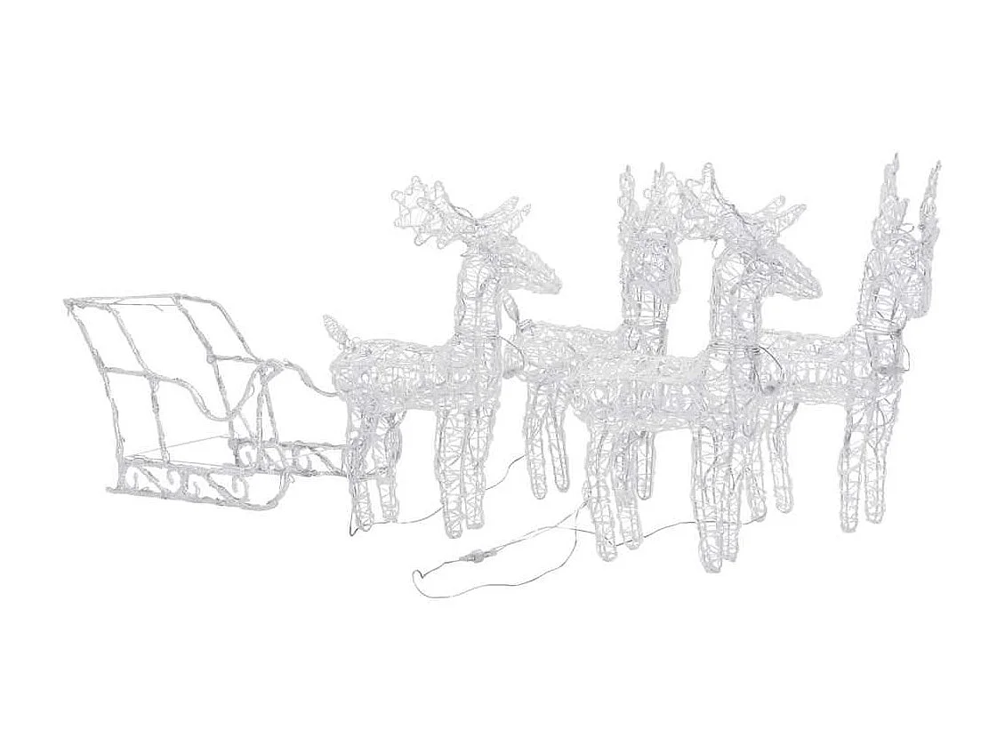 Décoration de Noël Rennes et traîneau 280x28x55 cm Acrylique