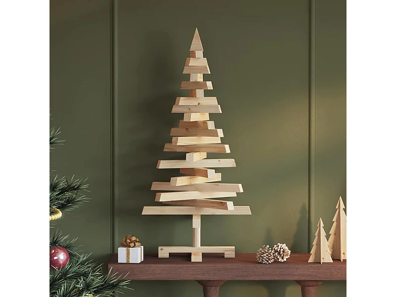Arbres de Noël avec support Naturel 90 cm Bois massif en pin