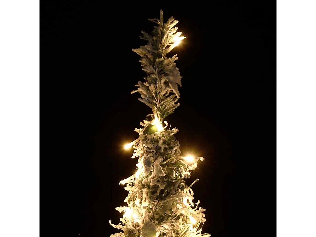 Albero di Natale artificiale retrattile con fiocchi di neve e 100 LED