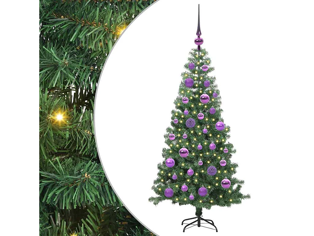 Sapin de Noël avec 150 LED avec support Vert 120 cm PVC