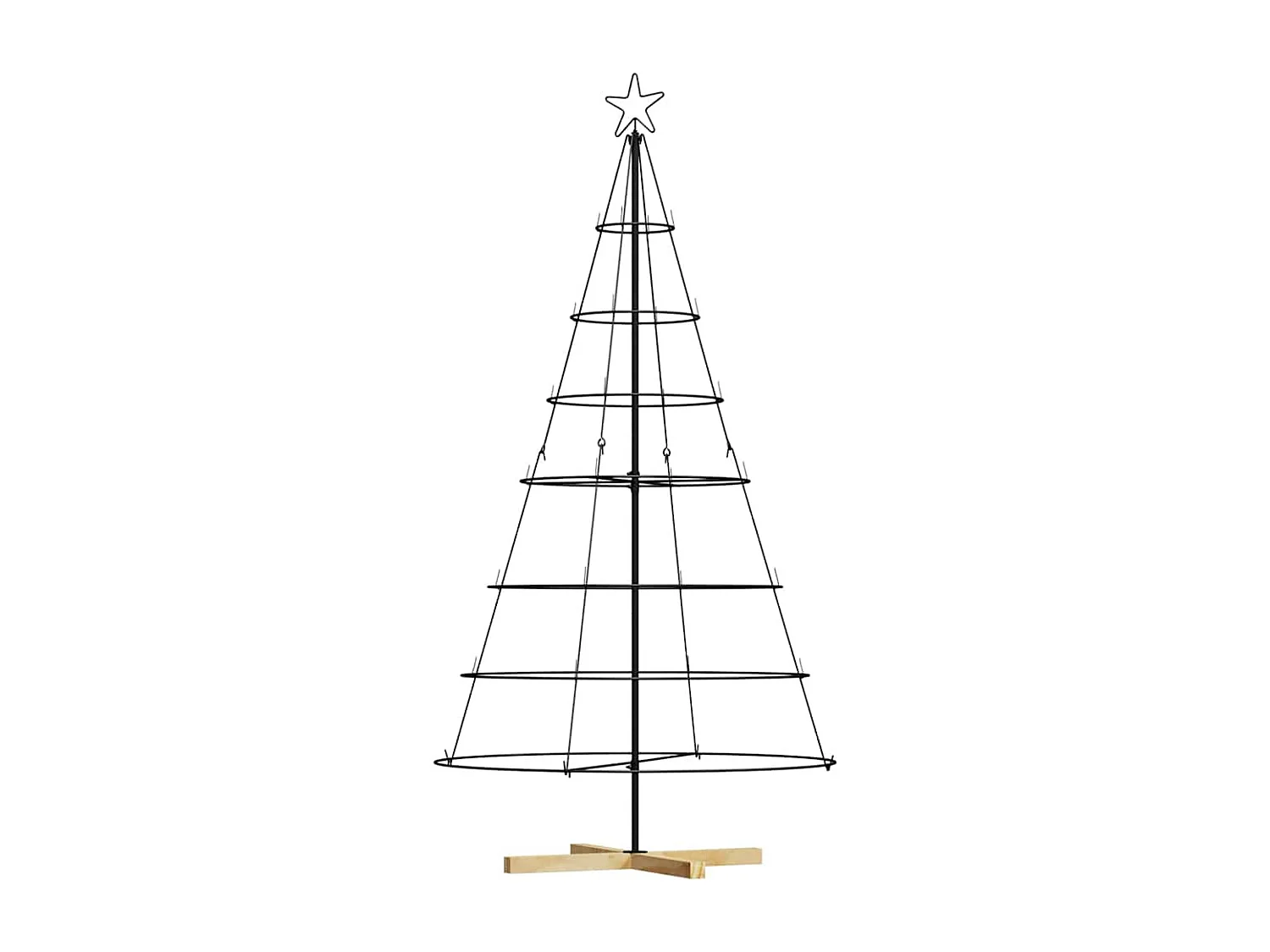Albero di Natale a cono con supporto nero 180 cm in acciaio
