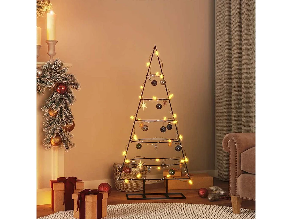 Albero di Natale in metallo per decorazione nero 125 cm