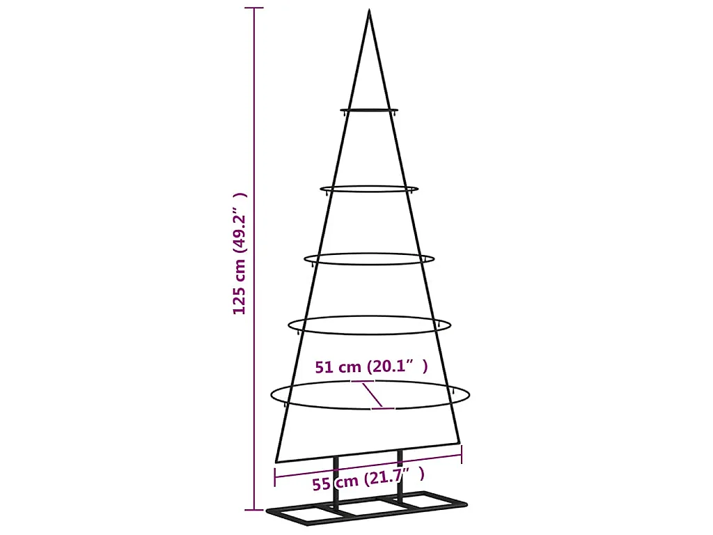 Albero di Natale in metallo per decorazione nero 125 cm