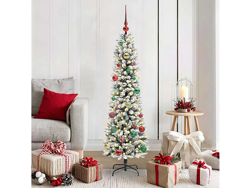 Albero di Natale artificiale con 150 LED verde e bianco 150 cm