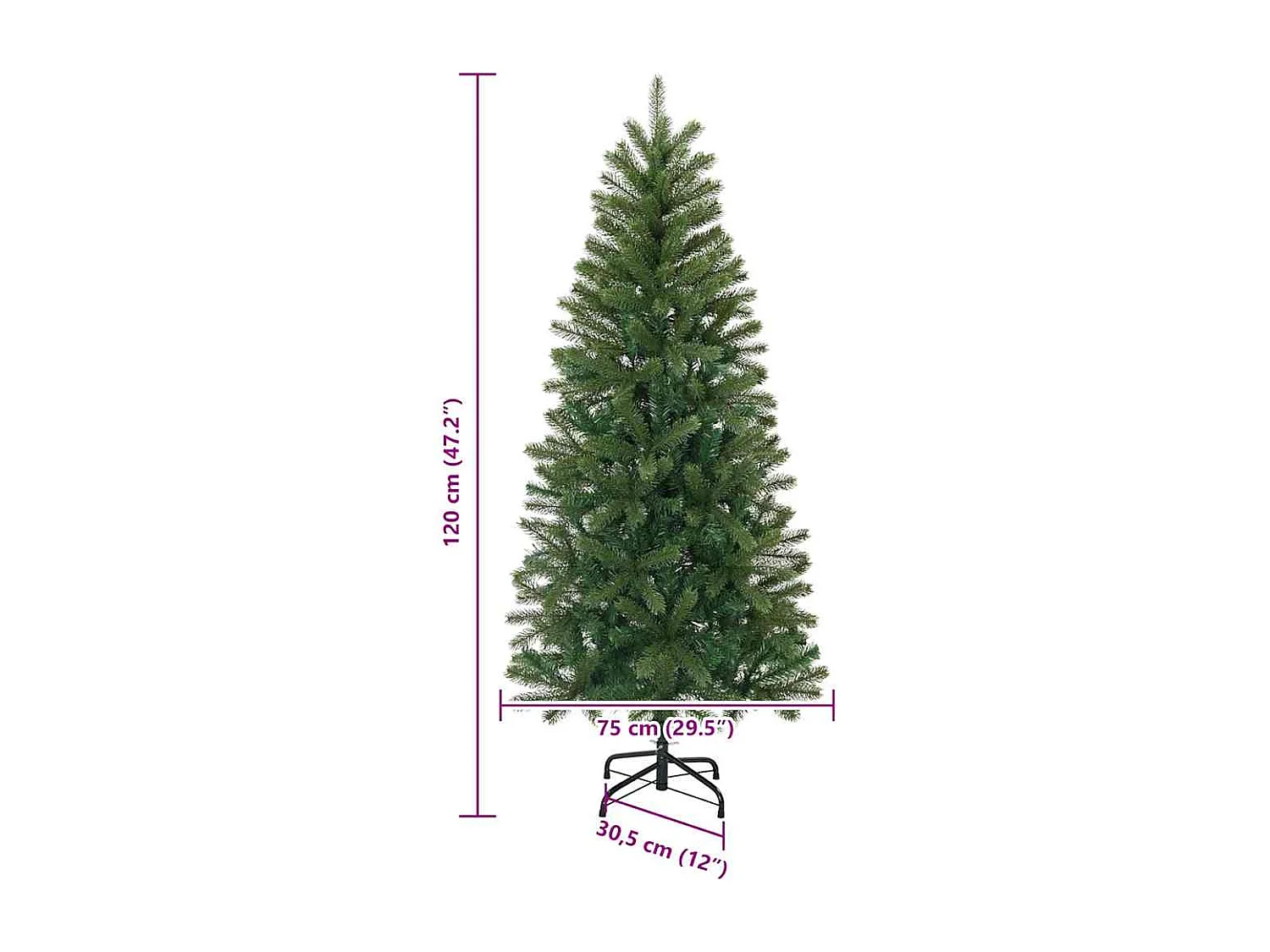 Kunstkerstboom Groen 120 cm PVC, PE en staal