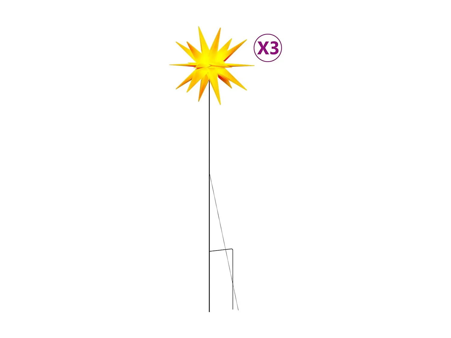 Kerstverlichting met palen 3 stuks LED buigbaar geel 57cm