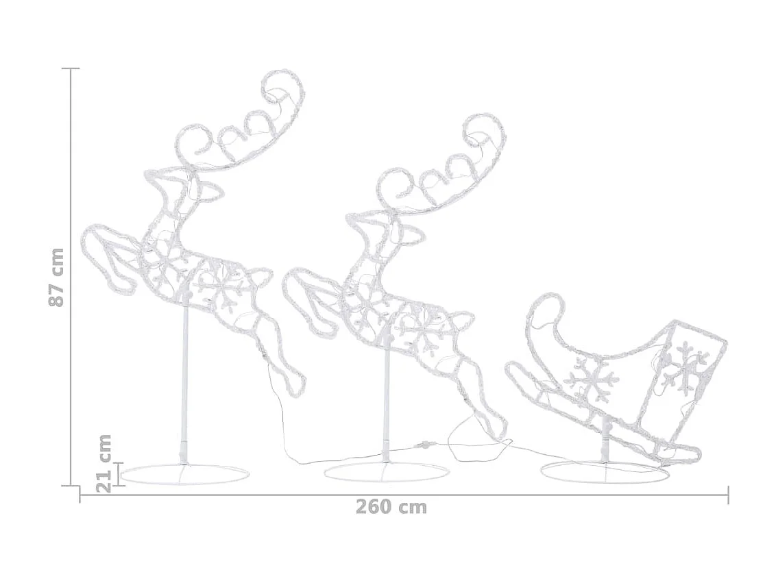 Vliegend Kerstrendier/Slee Acryl 260x21x87 cm Kleurrijk
