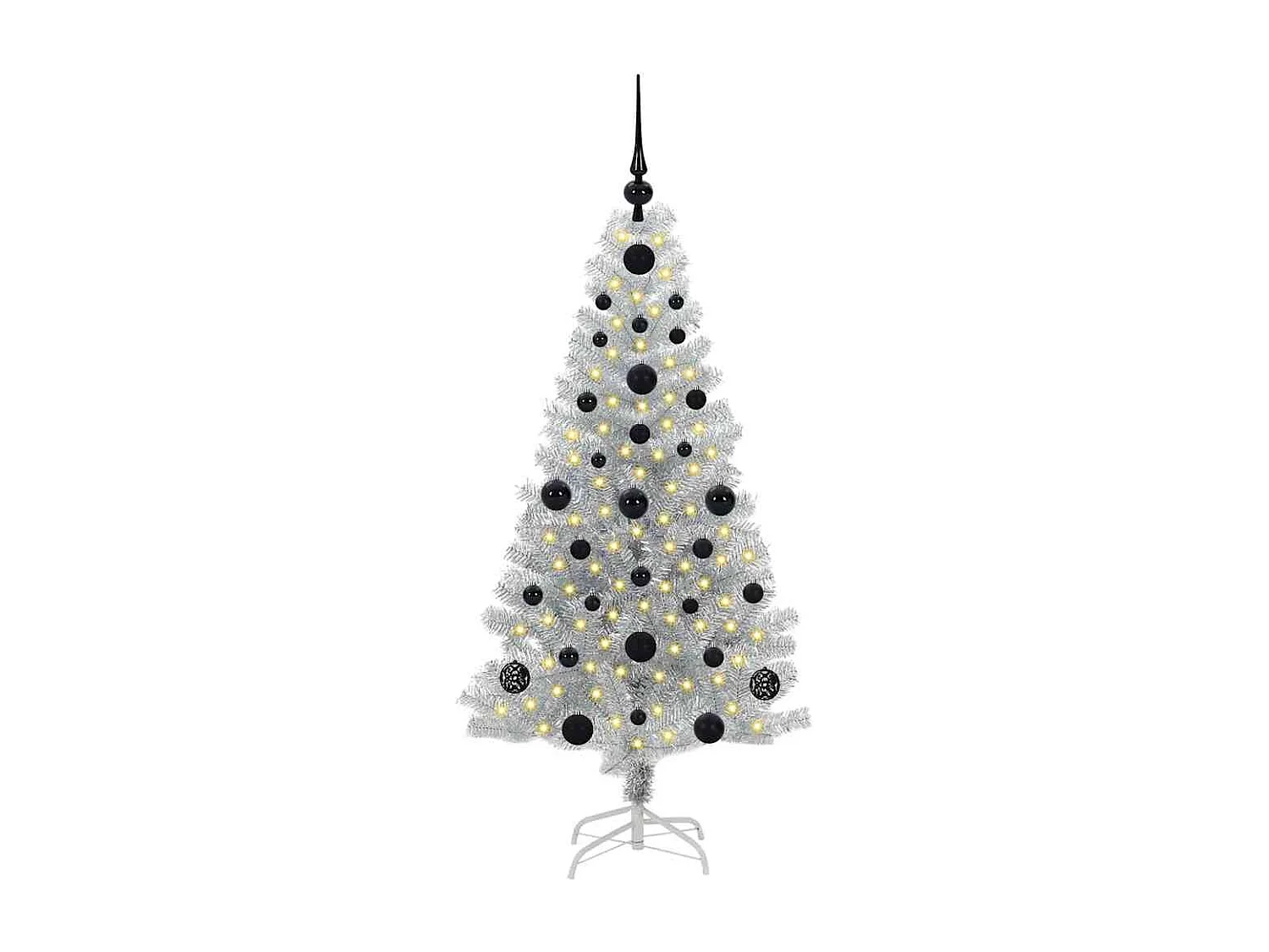 Sapin de Noël avec 150 LED avec support Argent 120 cm PET