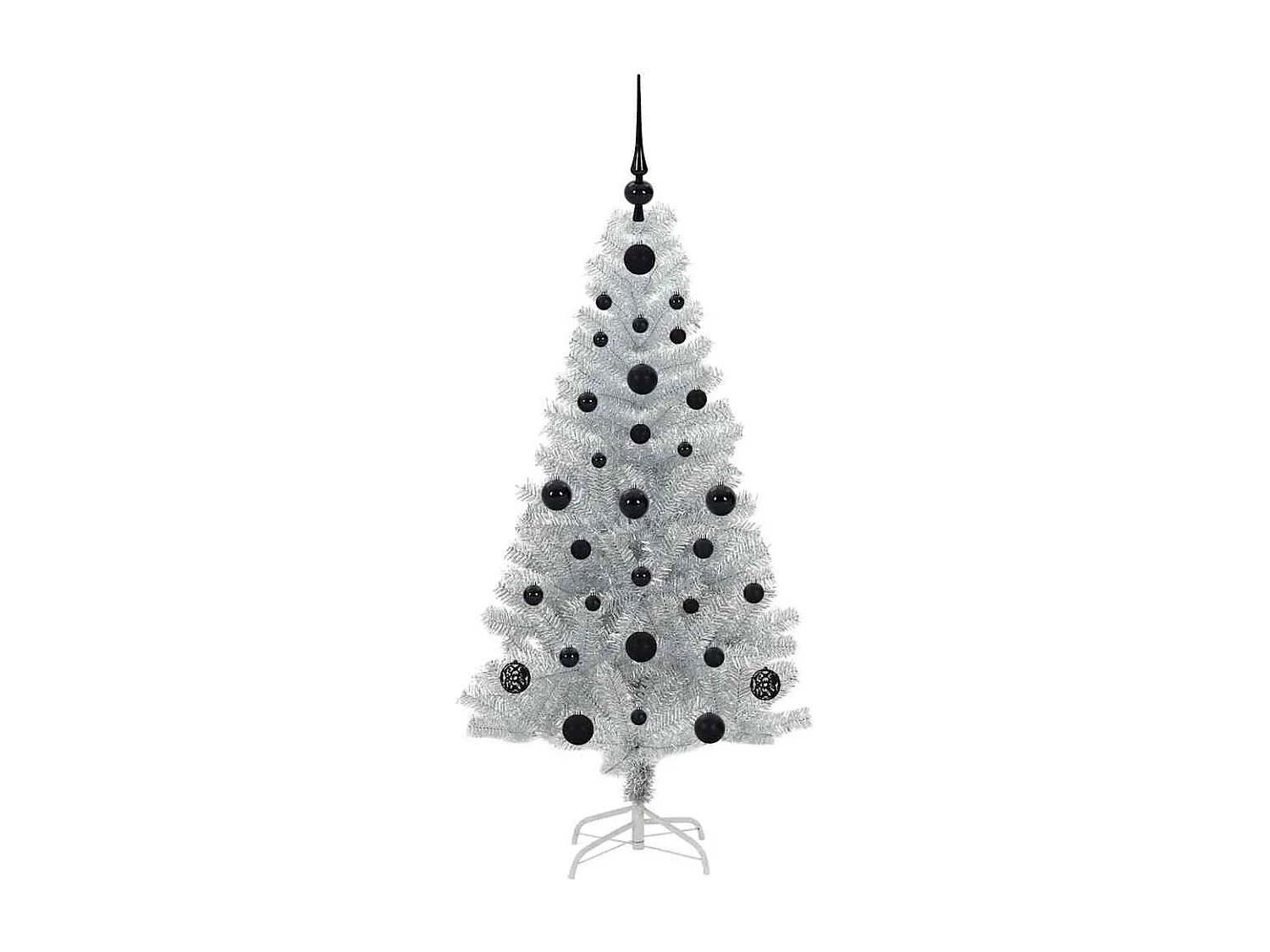 Sapin de Noël avec 150 LED avec support Argent 120 cm PET