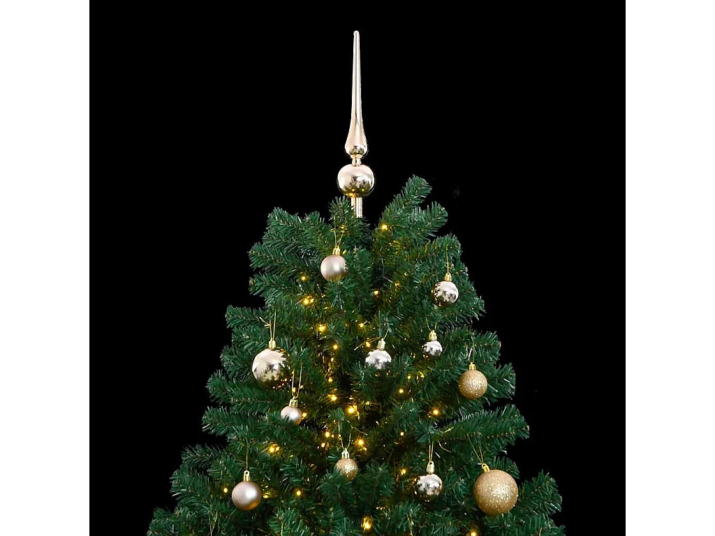 180 cm großer, beweglicher künstlicher Weihnachtsbaum mit 300 LEDs und Kugeln