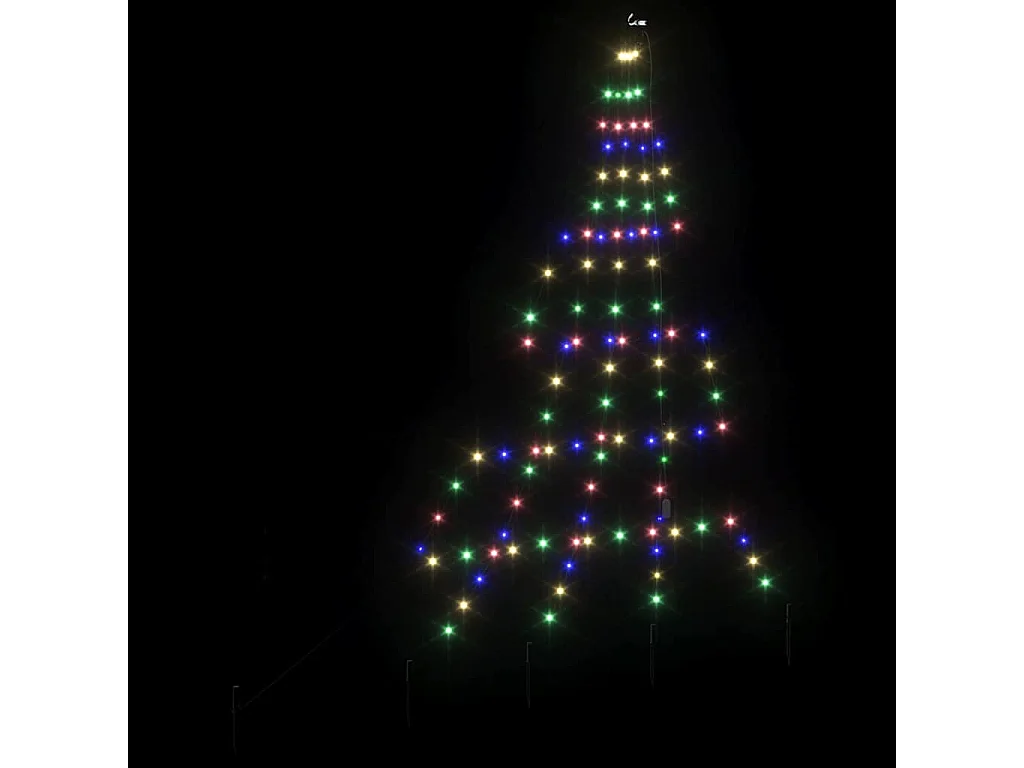 Arbre de Noël LED avec piquets au sol Multicolore 180 cm Métal