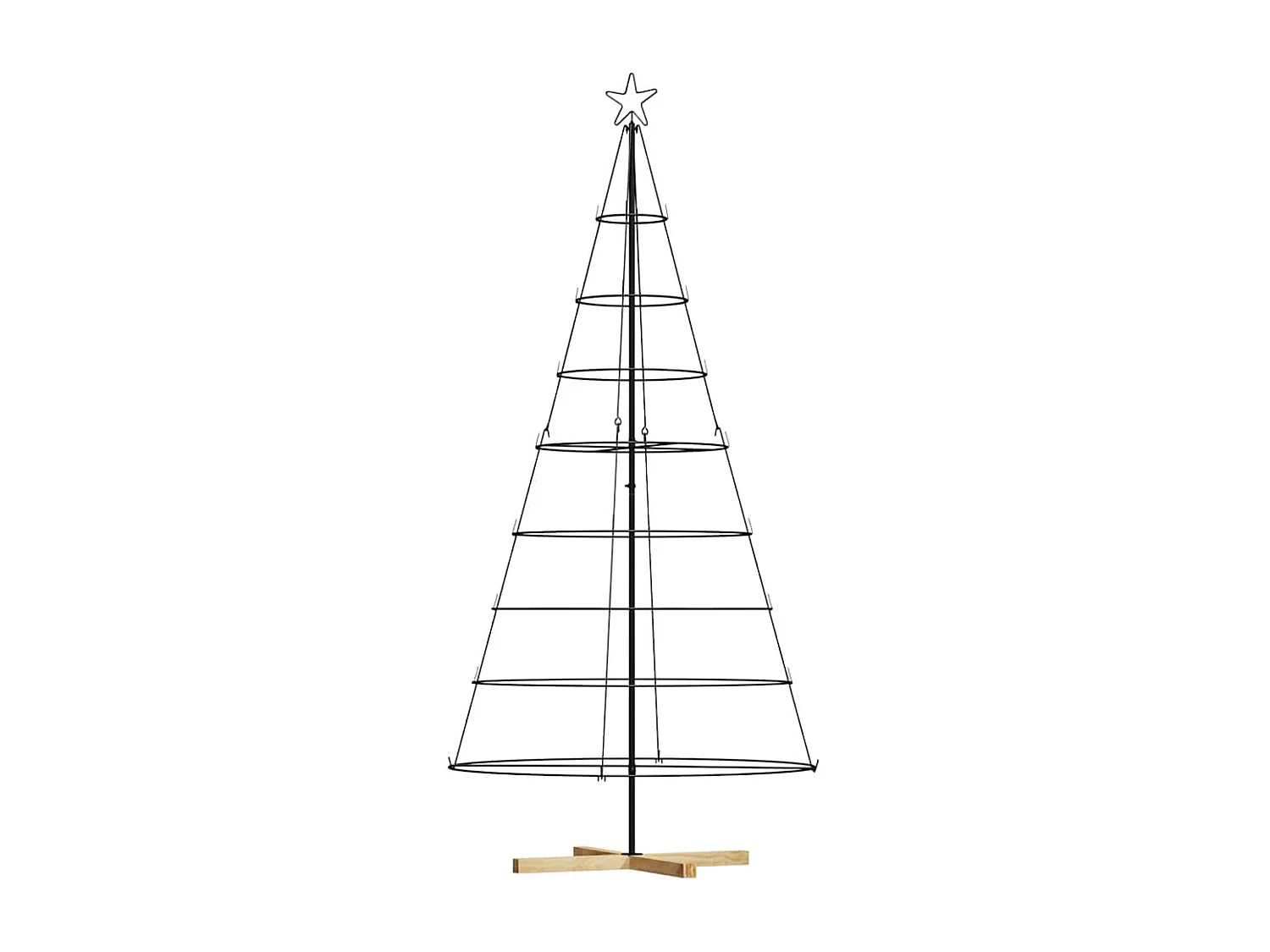 Albero di Natale a cono con supporto nero 210 cm in acciaio