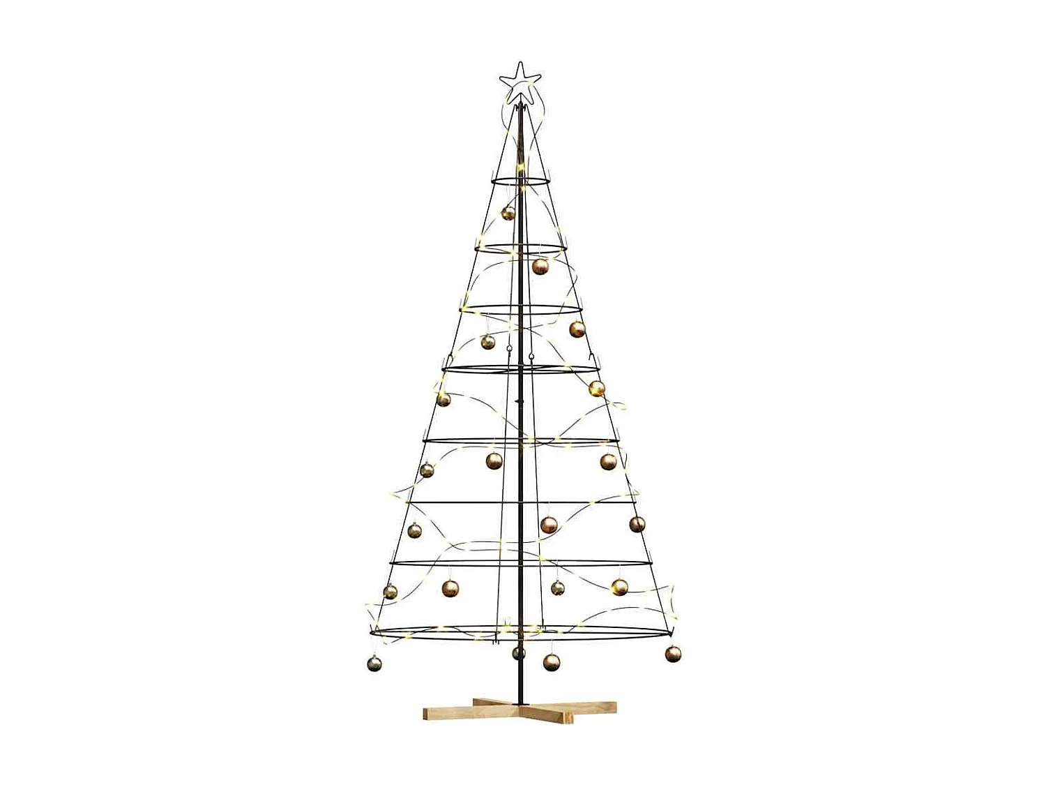 Albero di Natale a cono con supporto nero 210 cm in acciaio
