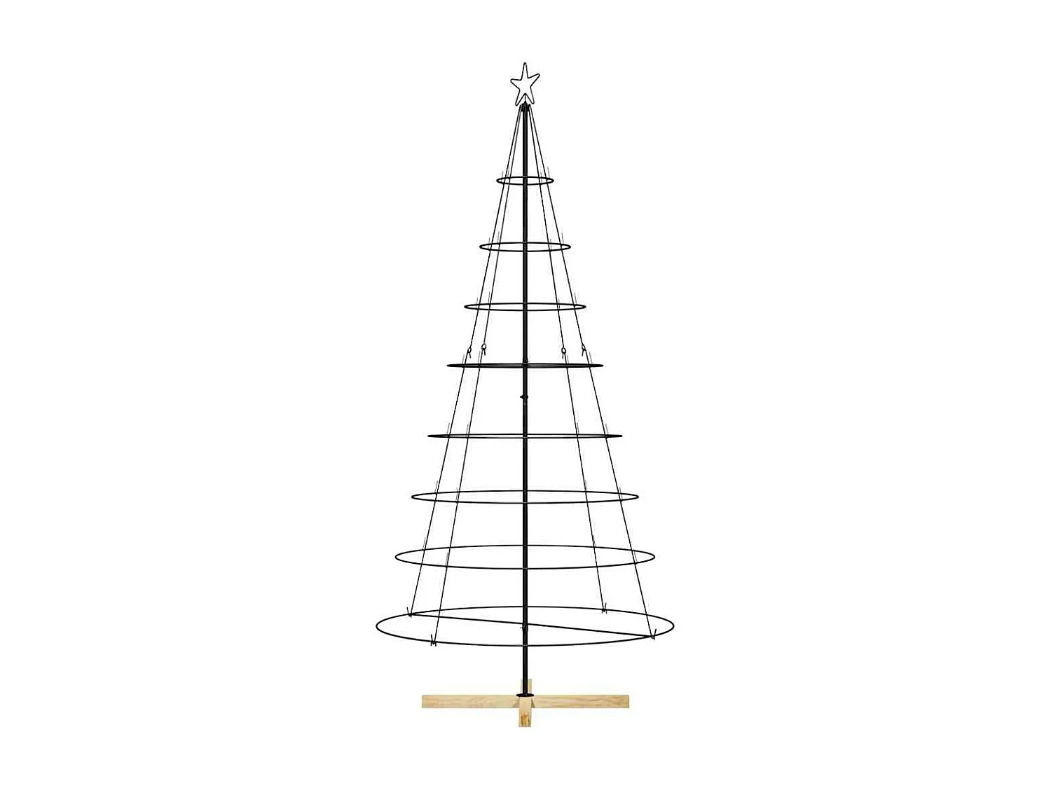 Albero di Natale a cono con supporto nero 210 cm in acciaio
