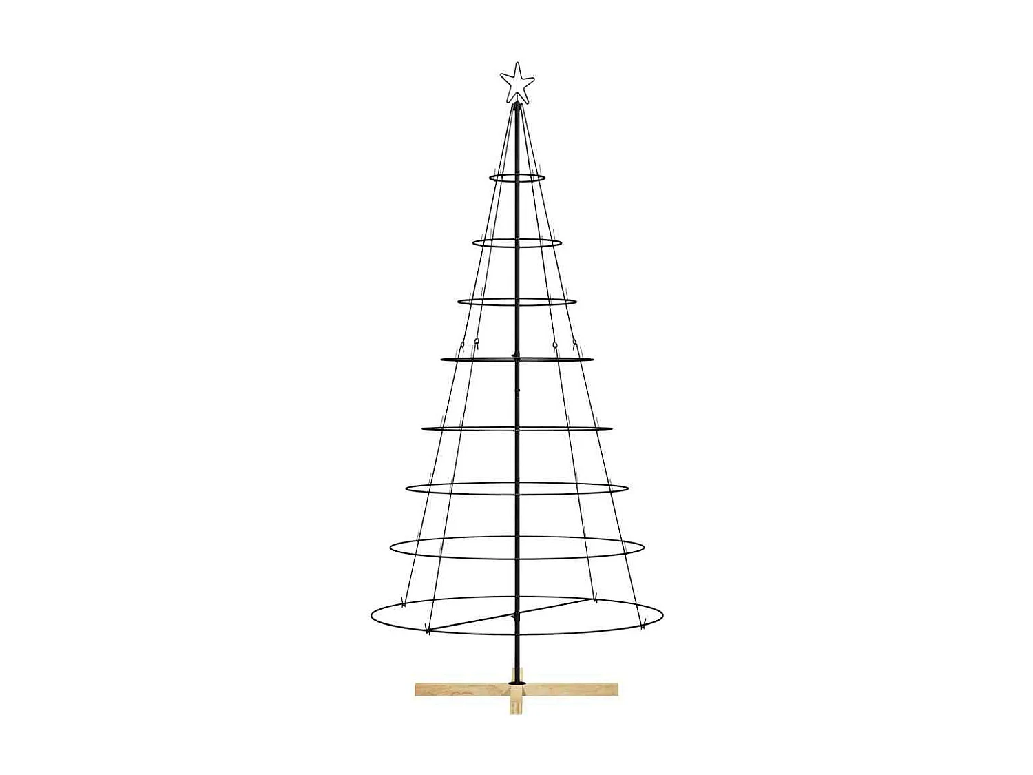 Albero di Natale a cono con supporto nero 210 cm in acciaio