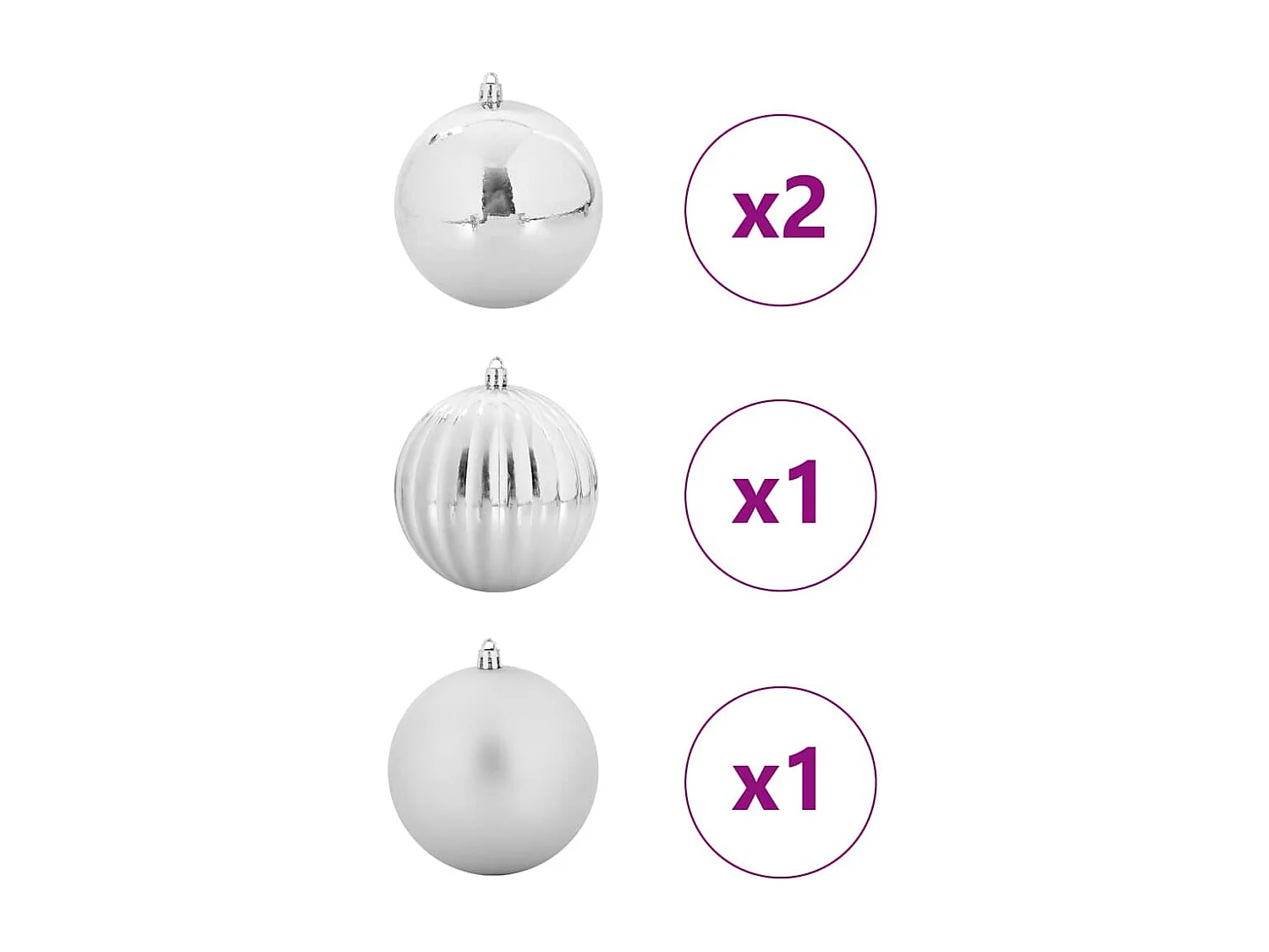 Ensemble de Boules de Noël 4 pcs Argent