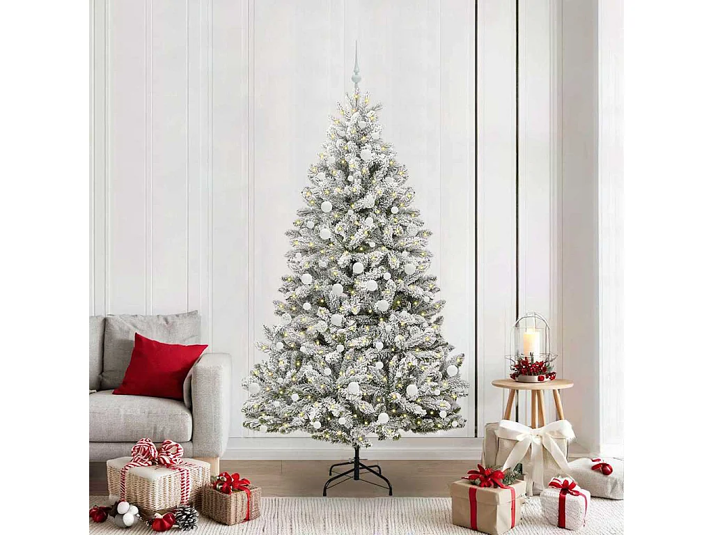Albero di Natale artificiale Verde e bianco 210 cm PVC e metallo