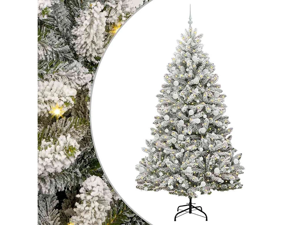 Albero di Natale artificiale Verde e bianco 210 cm PVC e metallo