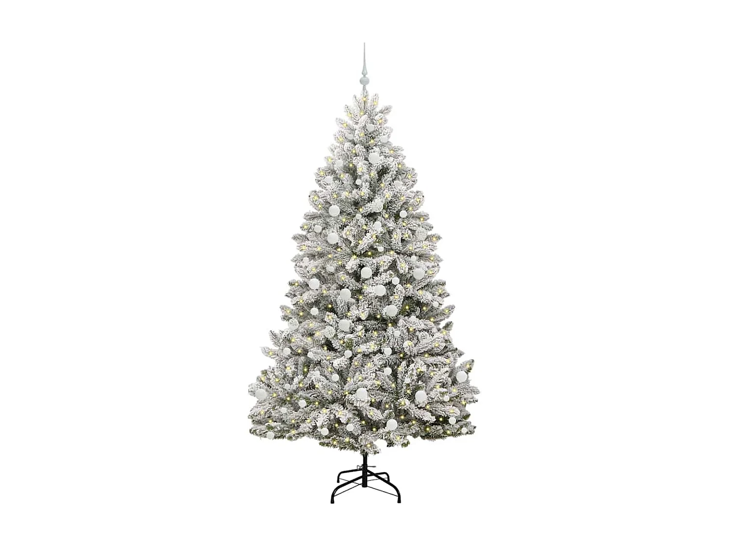 Albero di Natale artificiale Verde e bianco 210 cm PVC e metallo