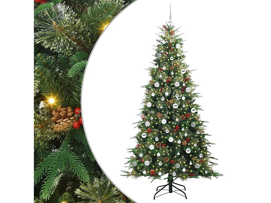 Albero di Natale artificiale con rami incernierati verde 210 cm
