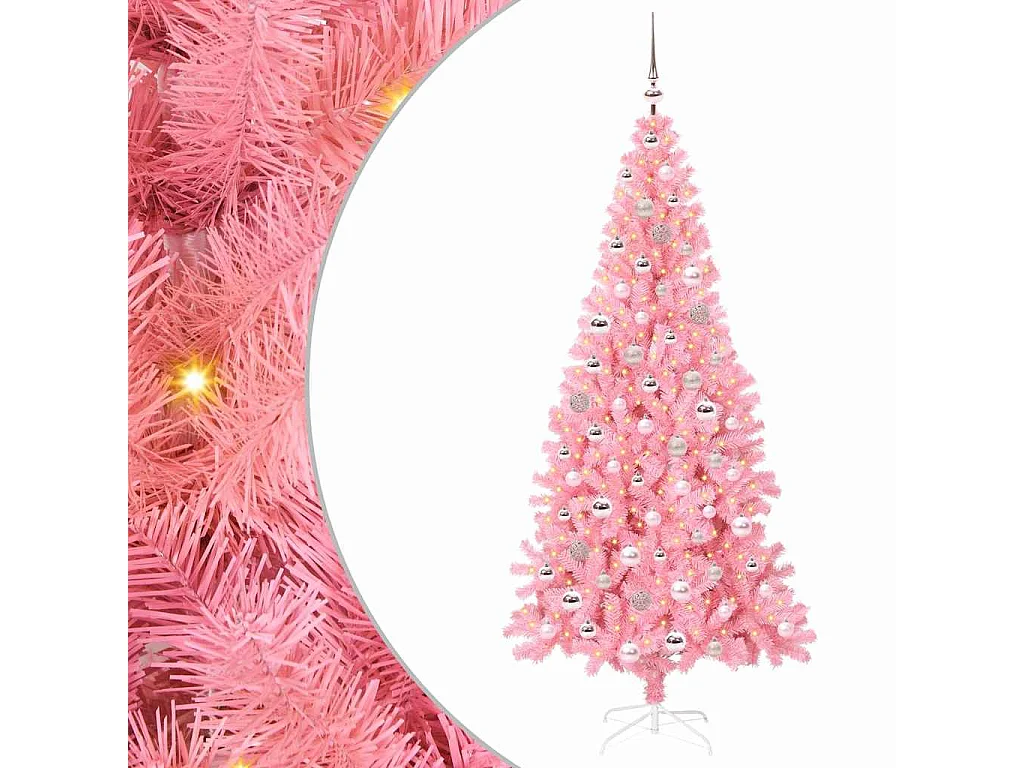 Kerstboom met 300 LED's met standaard Roze 210 cm PVC