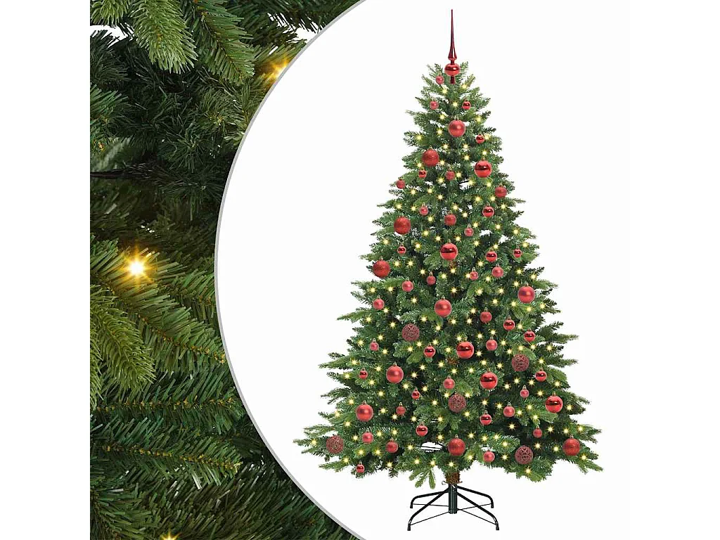 Albero di Natale artificiale con 300 LED Verde 180 cm PE e PVC
